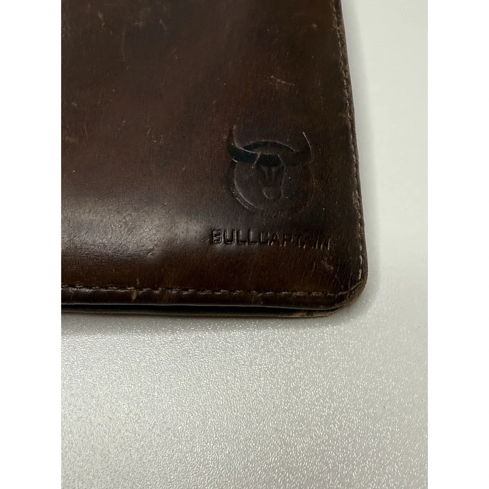Bullcaptain Genuine Leather Trifold Wallet Brown RFID Style‎ 3.5x4.5